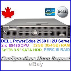 DELL PowerEdge 2U Server 2950 III 2 x E5430 32GB RAM PERC 6i Raid 6 x 1TB HDD