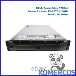 DELL PowerEdge R720xd, Server 2x Xeon E5-2670 2.6GHz, 16GB, No HDDs, A