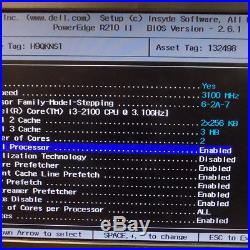 Dell Poweredge R210 II Server Intel Core i3-2100 Dual 3.10Ghz 2GB H200 No HDD