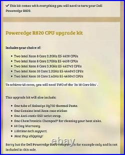 Dell Poweredge R820 Processor Complete Server CPU Upgrade Kit up to 40 Cores