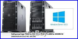 Dell powerEdge T320 Server Xeon E5-2407 2.20GHz 32GBRAM 1X600GBSAS2x1TB 2012R2